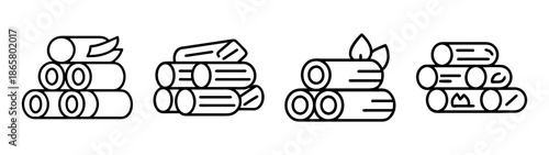 Illustration of firewood stacks for camping and winter heating needs vector art design element