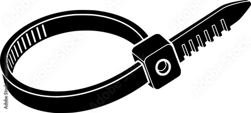 Cable Zip Tie Fastener Black Vector Icon