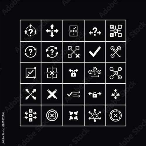 Cyberpunk Decision Logic Grid Icon Pack Y2K Streetwear