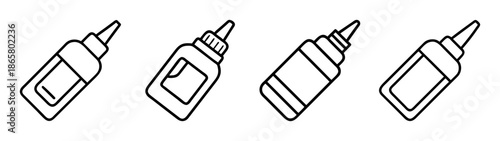 Collection of glue bottles line art vector illustration adhesive bonding supplies diy crafts projects