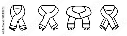 Collection of winter scarves neckwear fashion accessories for warmth and style outline drawing