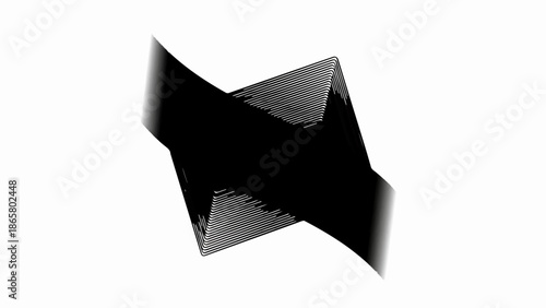 Abstract black geometric shape with sharp angles on white background
