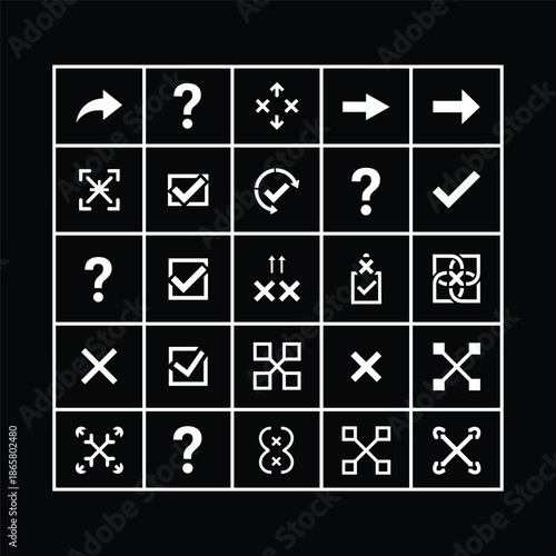 Action Selection Menu Icons Streetwear Graphic Asset