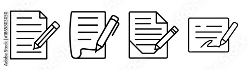 Document signing checklist vector icon illustration paper pencil contract agreement form note