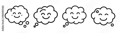 Vector illustration of happy cloud thought bubbles for creative design and social media content use