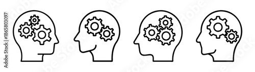 Human head with gears thinking concept idea innovation process mind creative problem solving design