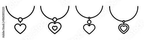Heart necklace designs for women, love pendant jewelry, minimalist fashion accessories, outline art