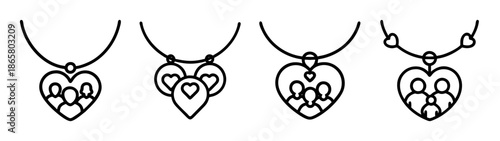 Heart pendant necklace jewelry designs vector art collection love symbol fashion accessories outline