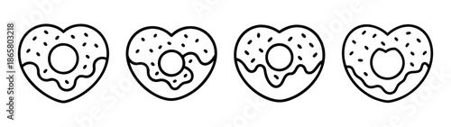 Heart shaped donut clip art vector design, dessert food illustration, sweet treat bakery item drawing
