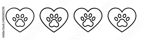 Dog paw print heart vector design for pet lovers and animal rescue organizations and adoption events