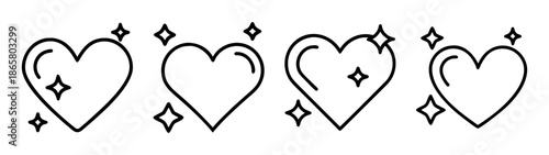Sparkling hearts vector illustration, love and romance design element, valentine's day hearts art