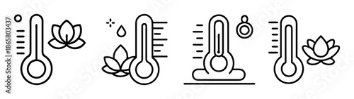 Thermometer temperature measurement tool weather indicator floral element vector graphic design