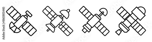 Satellite vector art: hand drawn space station illustration, communication satellite clip art images