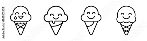 Ice cream cones vector illustration cute cartoon dessert sweet treat summer food graphic design drawing