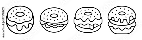Delicious donut dessert vector illustration with glaze for bakery shop and cafe menu design
