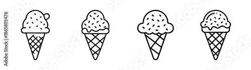 Ice cream cones vector illustration summer dessert sweet treat frozen food graphic design elements