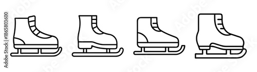 Ice skates vector illustration for winter sports equipment and skating rink outline drawing design
