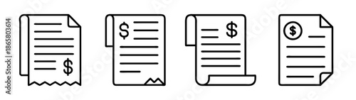 Receipts collection vector illustration, financial document, bill, invoice, payment, transaction, paper