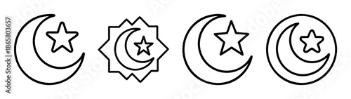 Islamic crescent moon and star vector art design collection for ramadan and eid celebrations design