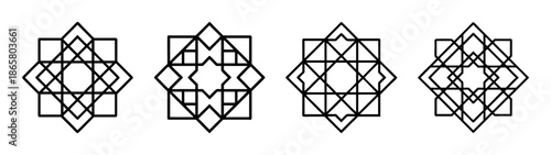 Geometric art deco pattern design with abstract diamond shapes and line art vector illustration design