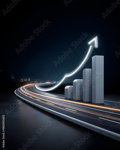 Conceptual stock photo of economic growth using abstract light trails