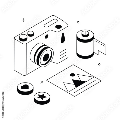 Visually engaging isometric illustration of romantic memories for emotional storytelling