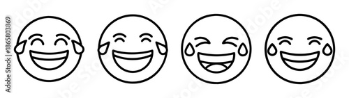 Laughing emoji face vector illustration, crying tears of joy, funny expression, meme design template