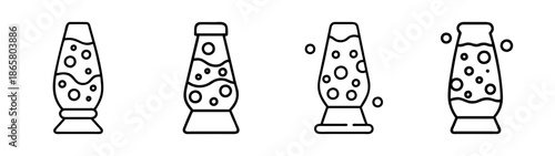 Lava lamp vector illustration set retro style design groovy molten wax motion black and white art