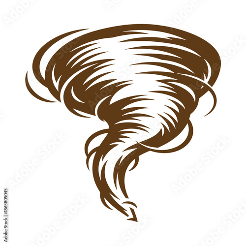 Vintage tornado storm weather illustration isolated on white background
