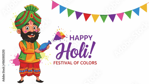 Happy holi festival of colors celebration greeting card