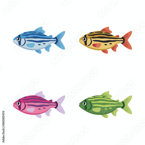 Stunning Zebra Danio Fish in Vibrant Aquarium Setting