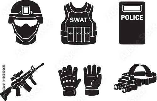 Police Communication Systems Silhouette Bundle eps