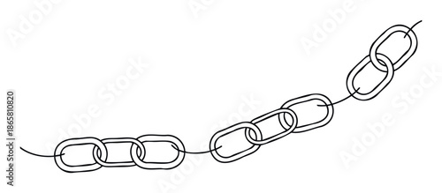 Minimalist graphic representation of a continuous chain composed of interconnected oval loops forming an elegant curved line ideal for symbolizing connection and various graphic applications