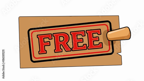 A brown rectangular tag with a handle, featuring the word "FREE" in bold red letters