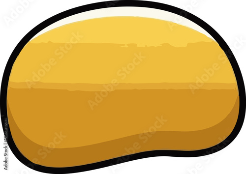 A simple, stylized illustration of a golden nugget or a rounded, organic shape