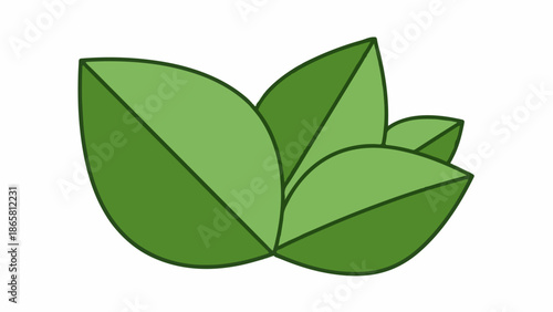 Stylized green leaves form a cluster