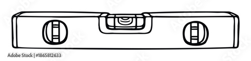 A practical outline drawing of a construction spirit level, featuring three vials to check horizontal and vertical alignment, ideal for building, DIY, carpentry, and renovation projects.