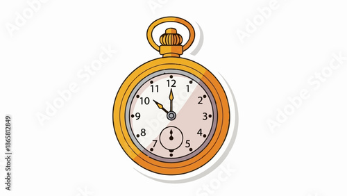 A vintage gold pocket watch with a white face, black hands, and a small secondary dial