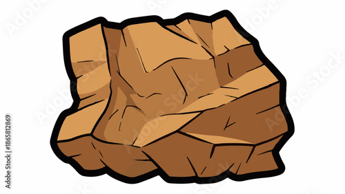 Stylized brown rock with jagged edges and a thick black outline