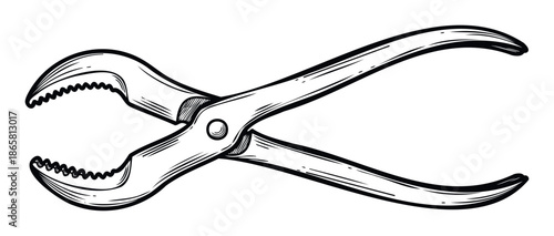 Heavy duty plumbing hand tool featuring adjustable jaws and a pivot joint, perfect for construction, repair, or industrial equipment maintenance applications