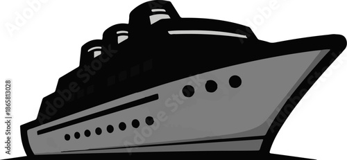 Sleek, modern yacht illustration with multiple decks and portholes