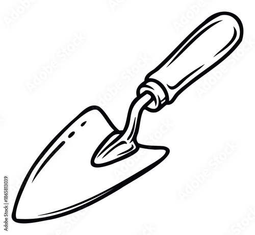 Essential gardening hand trowel for digging, planting, and cultivating soil, perfect for home garden projects, landscaping tasks, or agricultural educational materials.