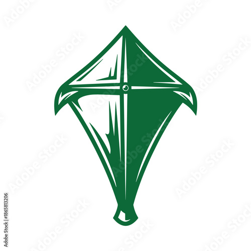 Green kite illustration flying object with tail and wings outdoor recreational toy for kids and adults  recreational flying device