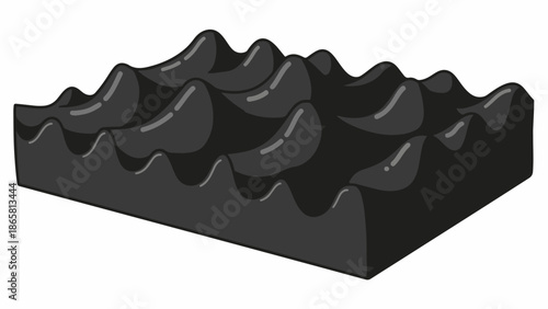 A 3D render of a black ashtray with a wavy texture