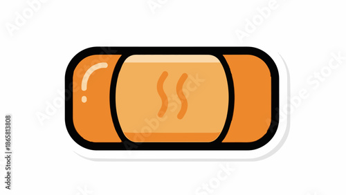A simple, stylized illustration of a hot dog in a bun