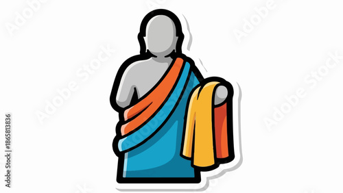 Stylized icon of a person in robes, holding a draped cloth
