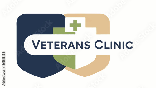 Logo with shields, cross, and "VETERANS CLINIC" text