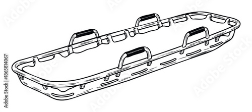 Medical rescue stretcher equipment for patient transport and emergency services used in healthcare and first aid scenarios