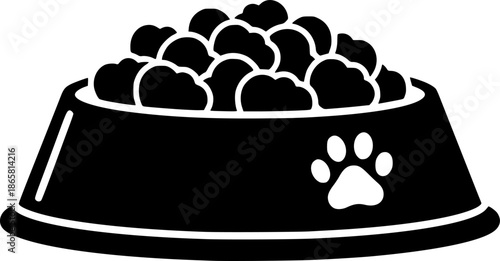 Pet Food Bowl Paw Print Vector Icon