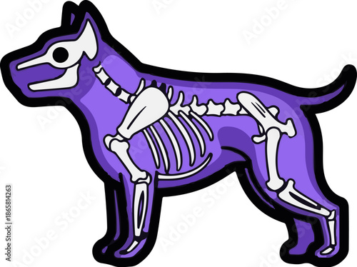 Stylized purple canine skeleton illustration